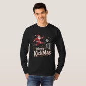 Merry Kickmas Funny Santa Claus Voetballiefhebbers T-shirt (Voorkant volledig)