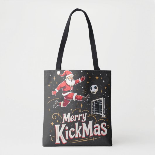 Merry Kickmas Funny Santa Claus Voetballiefhebbers Tote Bag (Voorkant)