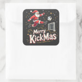 Merry Kickmas Funny Santa Claus Voetballiefhebbers Vierkante Sticker (Tas)