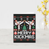 Merry Kickmas Karate Jiu Jitsu Ugly Christmas Desi Kaart (Gele Bloem)