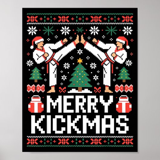 Merry Kickmas Karate Jiu Jitsu Ugly Christmas Desi Poster (Voorkant)