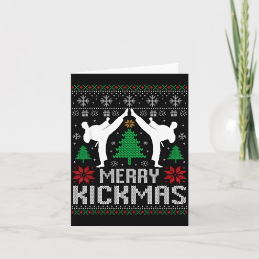 Merry Kickmas Karate Jiu Jitsu Ugly Christmas Xmas Kaart (Voorkant)