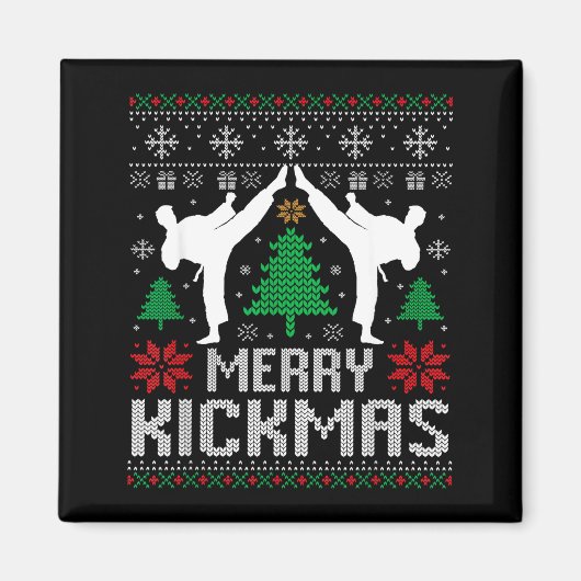 Merry Kickmas Karate Jiu Jitsu Ugly Christmas Xmas Magneet (Voorkant)