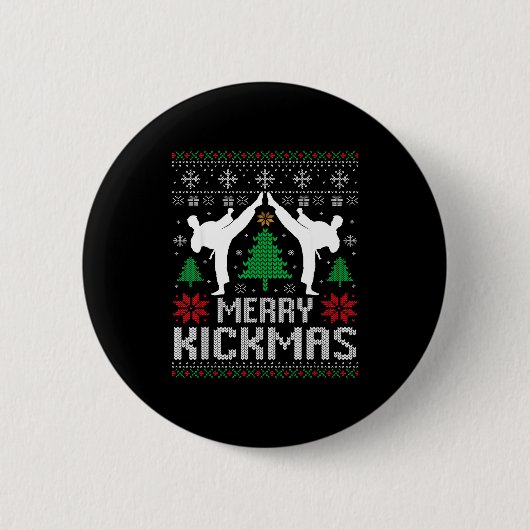 Merry Kickmas Karate Jiu Jitsu Ugly Christmas Xmas Ronde Button 5,7 Cm (Voorkant)