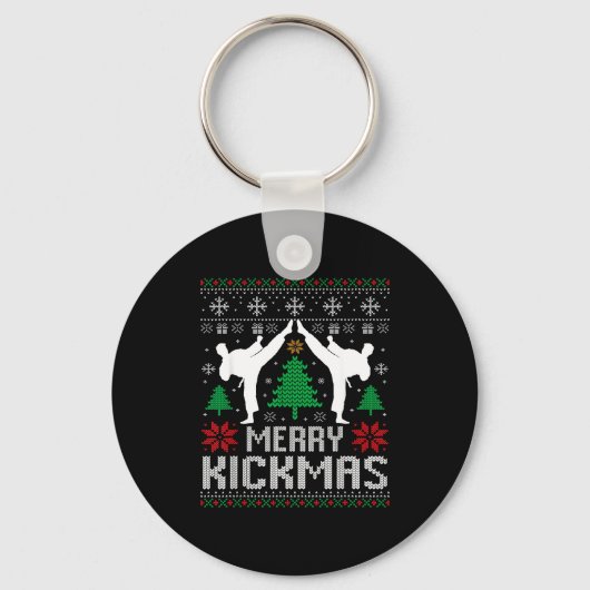 Merry Kickmas Karate Jiu Jitsu Ugly Christmas Xmas Sleutelhanger (Voorkant)