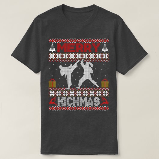 Merry Kickmas Karate Martial Arts Ugly Kerstmis T-shirt (Design voorkant)