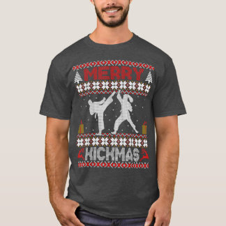 Merry Kickmas Karate Martial Arts Ugly Kerstmis T-shirt