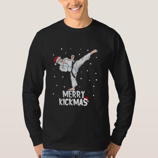 Merry Kickmas Karate Santa Claus Martial Arts T-shirt (Voorkant)