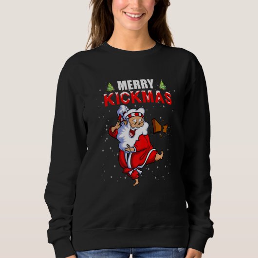 Merry Kickmas  Karate Santa Family Matching Pajama Trui (Voorkant)