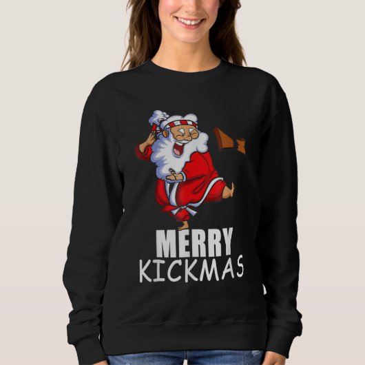 Merry Kickmas  Karate Santa Family Matching Pajama Trui (Voorkant)
