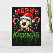 Merry Kickmas Soccer Christmas Candy Cane Ice Crea Kaart (Voorkant)
