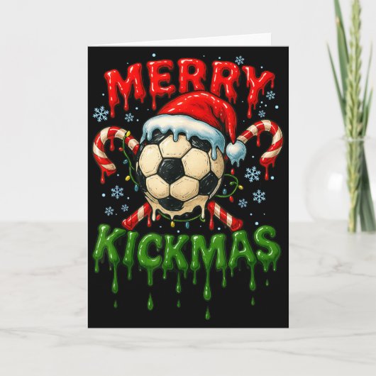 Merry Kickmas Soccer Christmas Candy Cane Ice Crea Kaart (Voorkant)