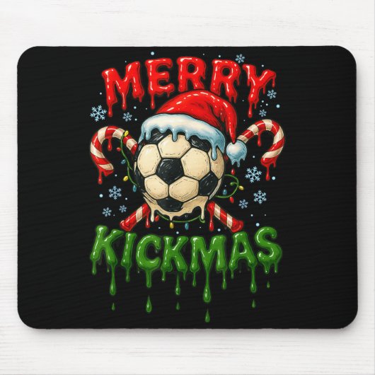 Merry Kickmas Soccer Christmas Candy Cane Ice Crea Muismat (Voorkant)