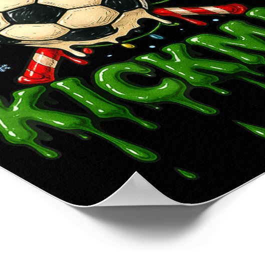 Merry Kickmas Soccer Christmas Candy Cane Ice Crea Poster (Hoek)