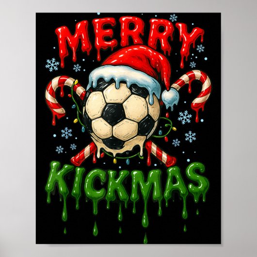 Merry Kickmas Soccer Christmas Candy Cane Ice Crea Poster (Voorkant)
