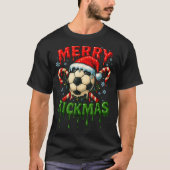 Merry Kickmas Soccer Christmas Candy Cane Ice Crea T-shirt (Voorkant)