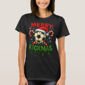 Merry Kickmas Soccer Christmas Candy Cane Ice Crea T-shirt (Voorkant)