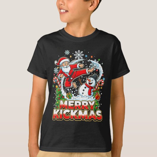 Merry Kickmas Ugly Christmas Jiu Jitsu Funny Santa T-shirt (Voorkant)