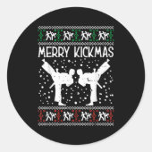 Merry Kickmas Ugly Christmas Karate Jiu Jitsu Mart Ronde Sticker (Voorkant)