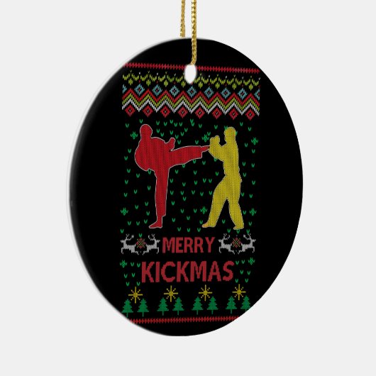 Merry Kickmas Ugly Kerstmis Karate Jiu Jitsu Keramisch Ornament (Rechts)