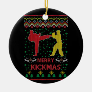 Merry Kickmas Ugly Kerstmis Karate Jiu Jitsu Keramisch Ornament