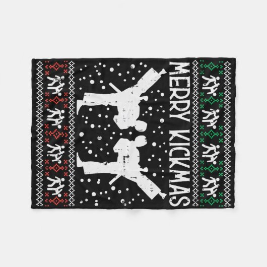 Merry Kickmas Ugly Kerstmis Karate Jiu Jitsu Mart Fleece Deken (Voorkant (Horizontaal))