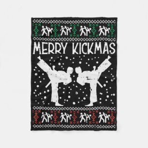 Merry Kickmas Ugly Kerstmis Karate Jiu Jitsu Mart Fleece Deken