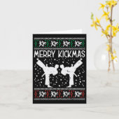 Merry Kickmas Ugly Kerstmis Karate Jiu Jitsu Mart Kaart (Gele Bloem)