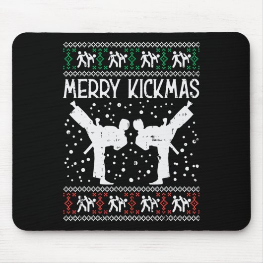 Merry Kickmas Ugly Kerstmis Karate Jiu Jitsu Mart Muismat (Voorkant)