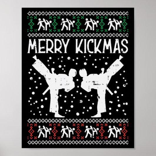 Merry Kickmas Ugly Kerstmis Karate Jiu Jitsu Mart Poster (Voorkant)