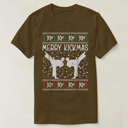 Merry Kickmas Ugly Kerstmis Karate Jiu Jitsu Mart T-shirt (Design voorkant)