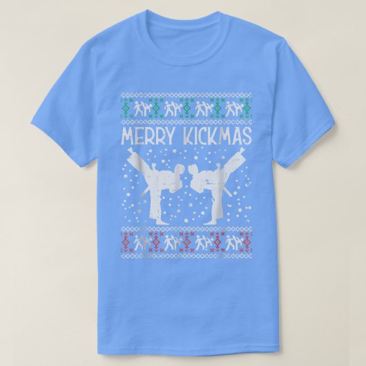 Merry Kickmas Ugly Kerstmis Karate Jiu Jitsu Mart T-shirt (Design voorkant)
