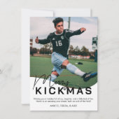 Merry Kickmas Voetbal Foto Kerstmis Feestdagenkaart (Voorkant)