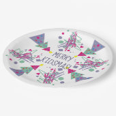 Merry Kidmas Kerstmis Blauwgroen Paarse roze bomen Papieren Bordje (Gekanteld)