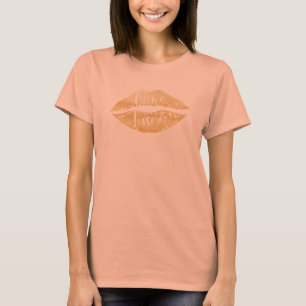 Merry kismas Stijlvol Penseel Script Gold Lips T-shirt