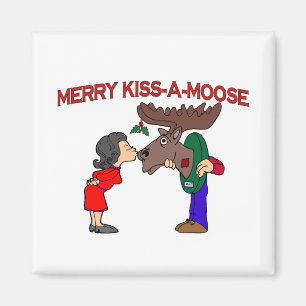 Merry Kiss A Moose Magneet