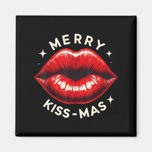 Merry Kiss-mas Christmas Pun Kissmas Kissing Lips Magneet