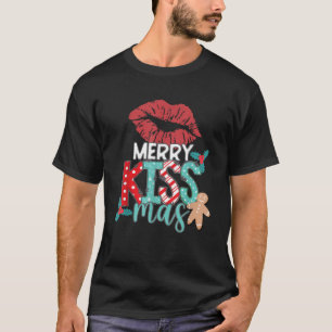 MERRY KISS MAS Kerstred Lips Holiday Kisses L T-shirt