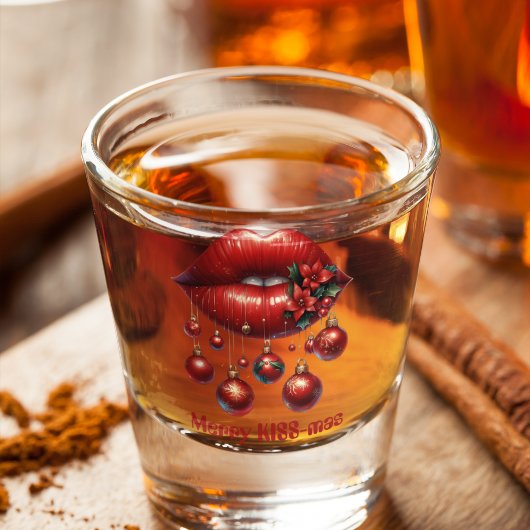 Merry KISS-mas Rode lippen Rode kerstballen Shot Glas
