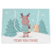 Merry Kiss Moose Kerstmis Groot Cadeauzakje (Voorkant)