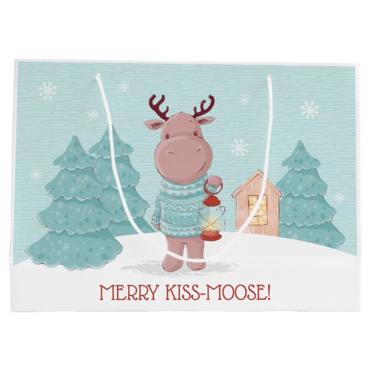 Merry Kiss Moose Kerstmis Groot Cadeauzakje (Achterkant)