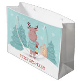 Merry Kiss Moose Kerstmis Groot Cadeauzakje (Achterkant Gekanteld)