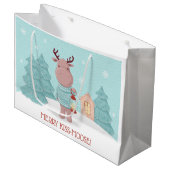 Merry Kiss Moose Kerstmis Groot Cadeauzakje (Voorkant Gekanteld)