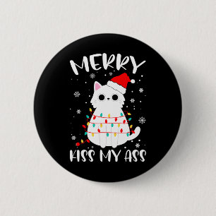 Merry Kiss My Christmas Theme Cat Lovers voor gesc Ronde Button 5,7 Cm