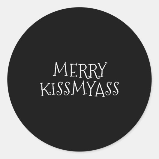 Merry Kiss My Offensive Holiday Season Christmas G Ronde Sticker (Voorkant)
