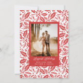 Merry Kisses and Warm Wishes Berry Photo Arch Red Feestdagenkaart (Achterkant)