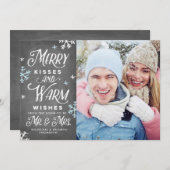 Merry Kisses en Warm wil de heer Holiday Feestdagenkaart (Voorkant / Achterkant)