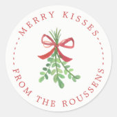 Merry Kisses Gepersonaliseerde Vakantie Stickers (Voorkant)