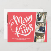 Merry Kisses Pas getrouwd Kerstmis Bedankt Feestdagenkaart (Voorkant / Achterkant)