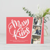 Merry Kisses Pas getrouwd Kerstmis Bedankt Feestdagenkaart (Staand voorkant)